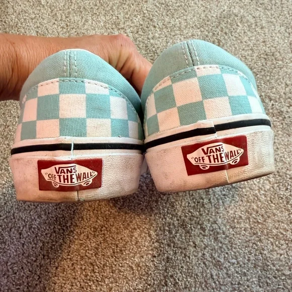 Vans Women's Checkered Slip-On Sneakers - Blue and White - Picture 2 of 3